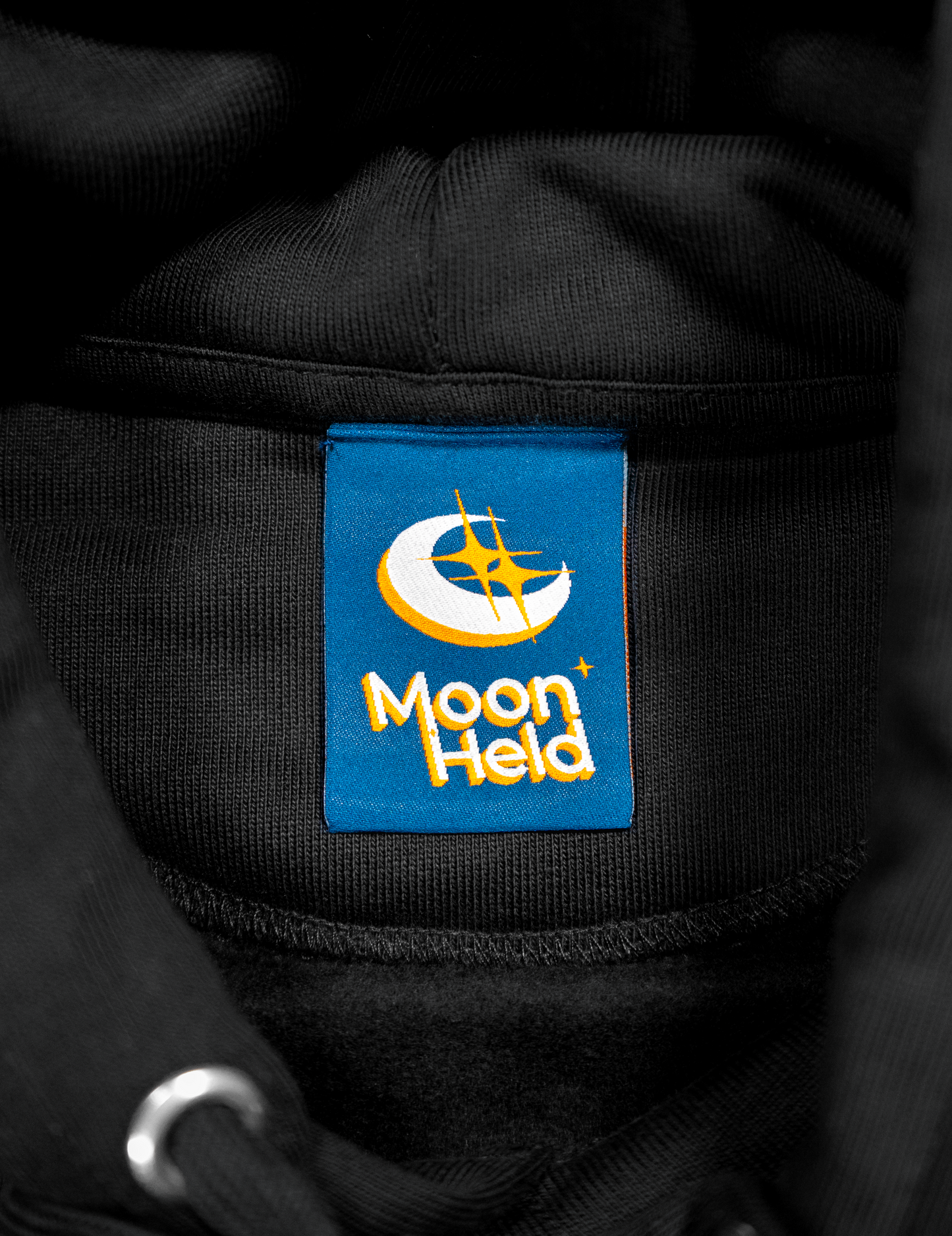 Moon Smile Embroidered Hoodie - Black