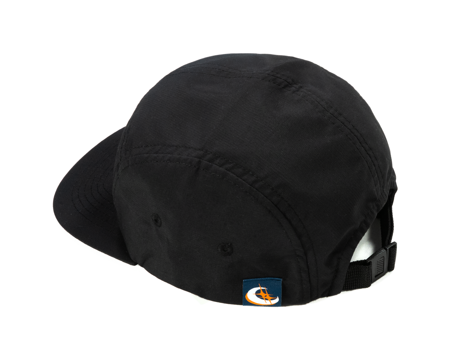 Moon Smile Embroidered Five Panel Cap - Black