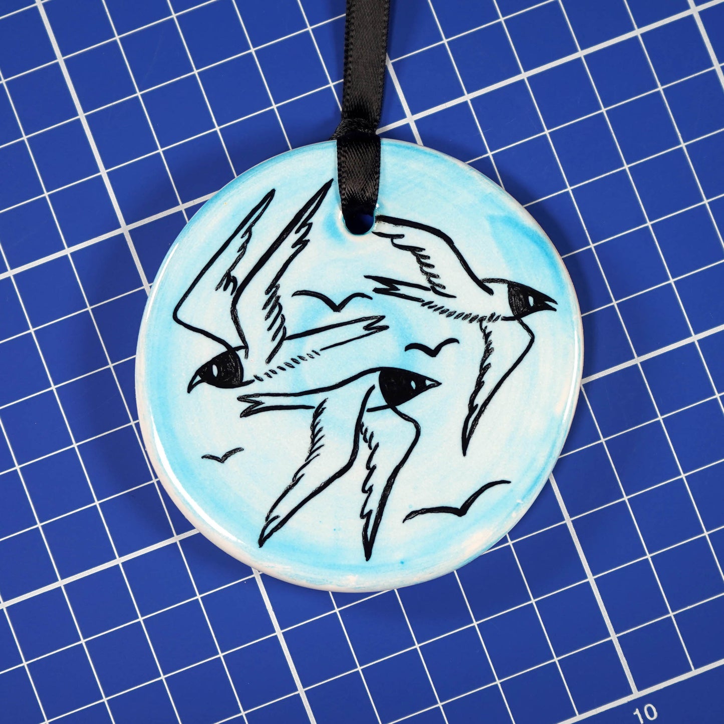 Seagulls in Flight - Pale Blue