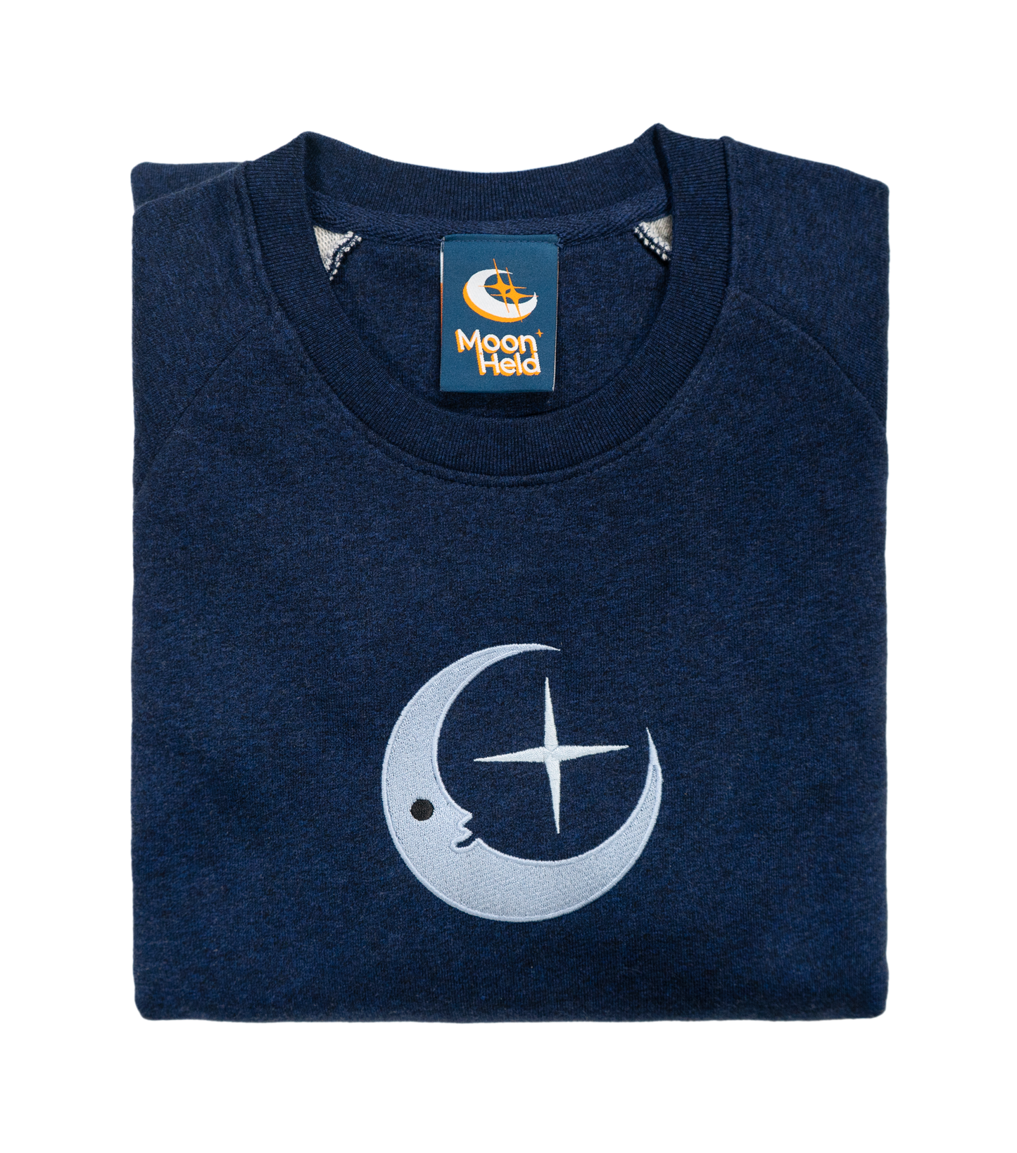 Moon Smile Embroidered Sweatshirt - Deep Sea Blue