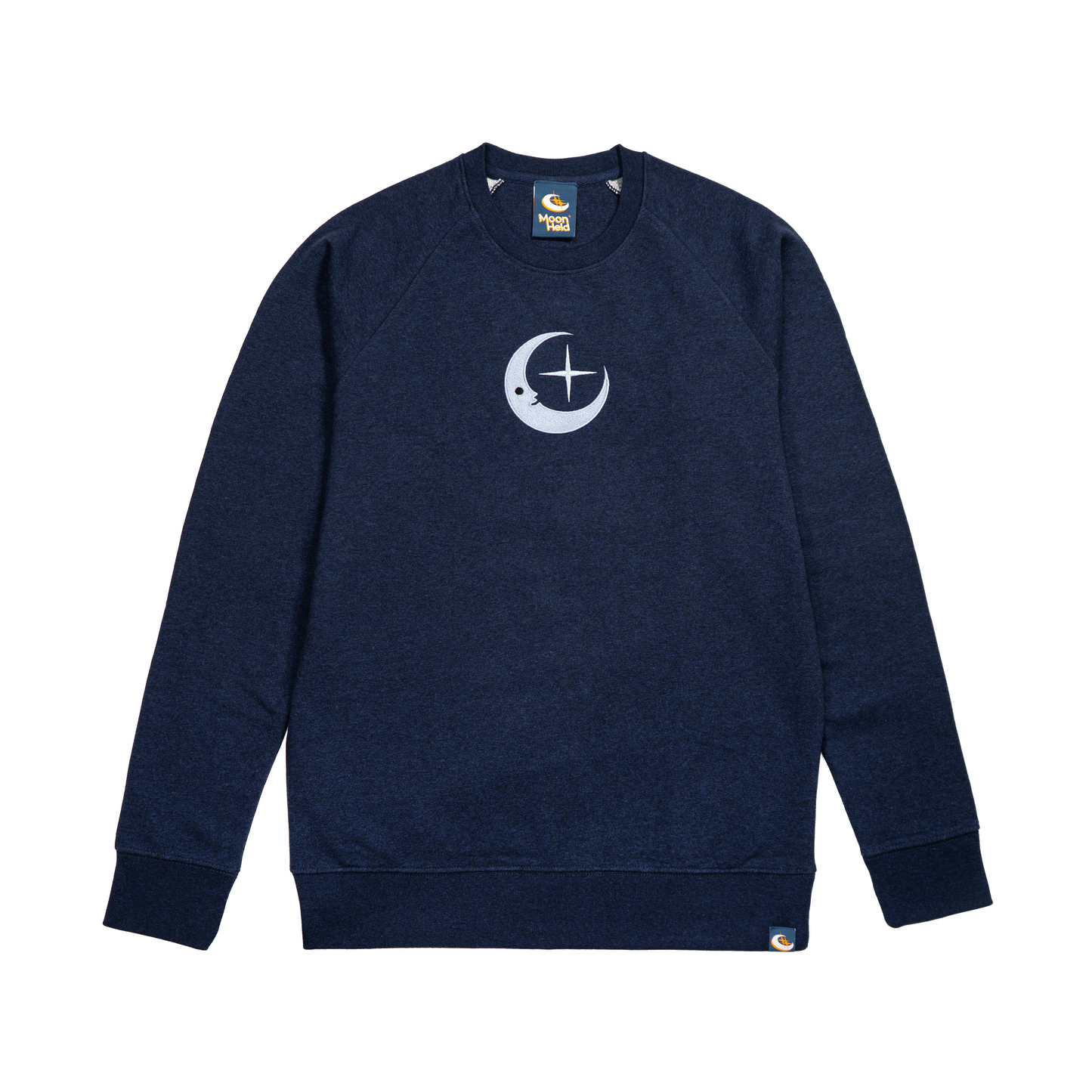 Moon Smile Embroidered Sweatshirt - Deep Sea Blue