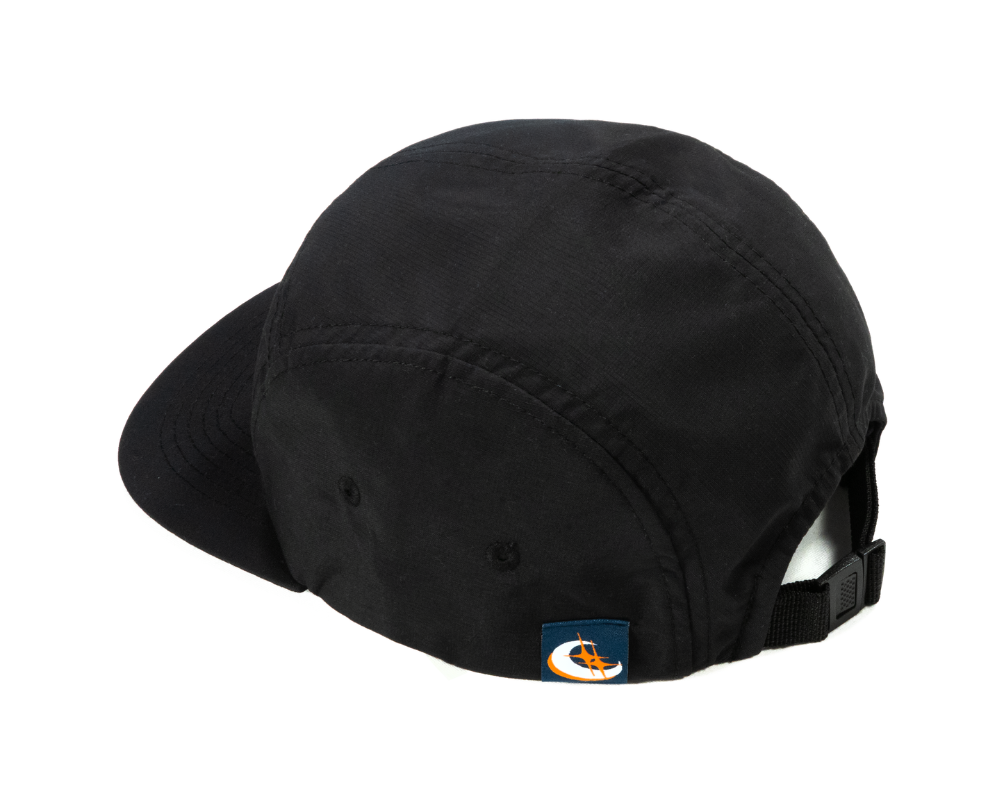 Moon Smile Embroidered Five Panel Cap  - Black